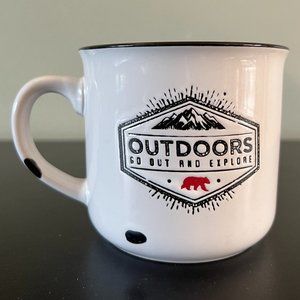 OUTDOORS GO OUT & EXPLORE Ceramic Campfire Cup Mug  STAY WILD ~ Deer & Bear